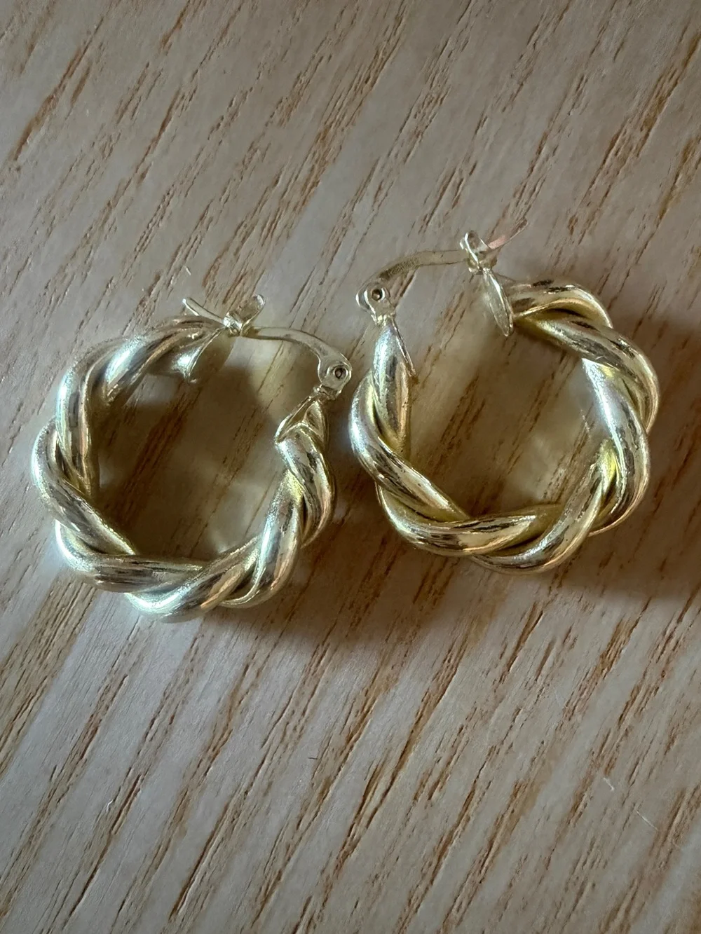 Rhinestone earrings/ Gold Braided Hoop Earrings - 3 pairs